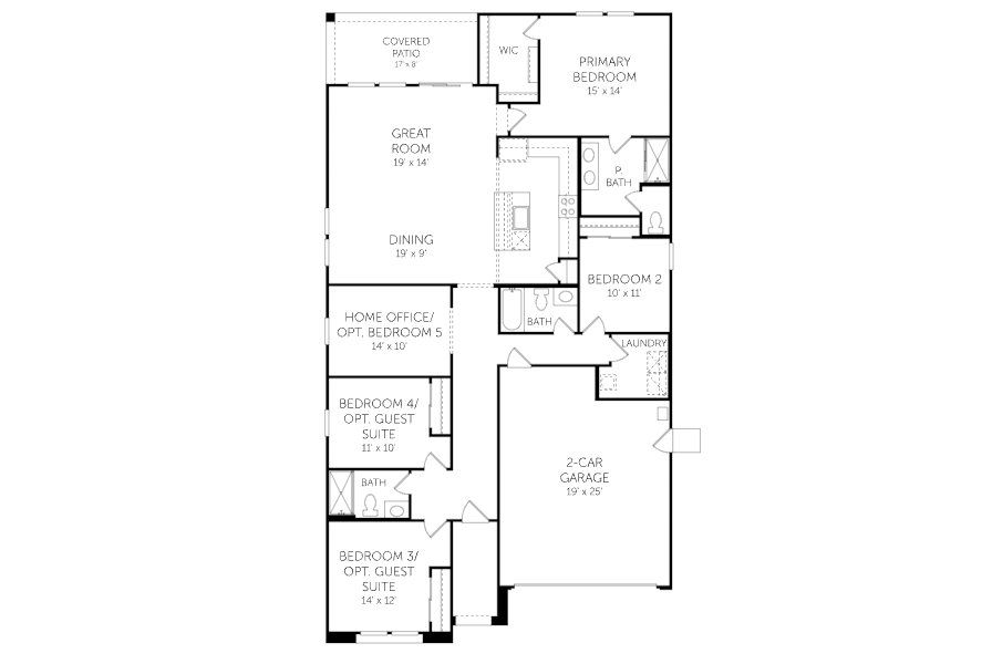 2D floor plan layout of this home in Rancho Mirage, Maricopa, AZ (Image 3). 2D floor plan layout of this home in Rancho Mirage, Maricopa, AZ (Image 3).