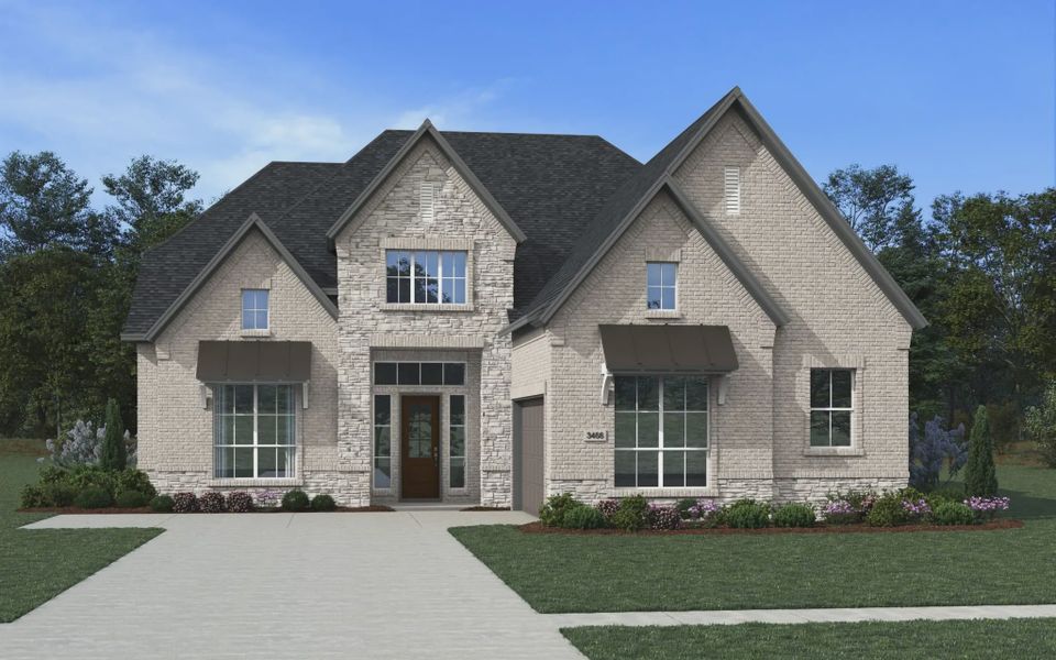 Representative exterior photo of a completed home built from the Winslow by Chesmar Homes in Lakes of Cane Island, Katy, TX (Image 7). Representative exterior photo of a completed home built from the Winslow by Chesmar Homes in Lakes of Cane Island, Katy, TX (Image 7).
