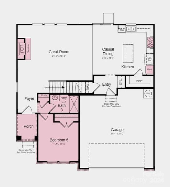 Structural options added include; Gourmet kitchen, bedroom and full bathroom in place of flex, shower at bath 3, fireplace, and metal roof.