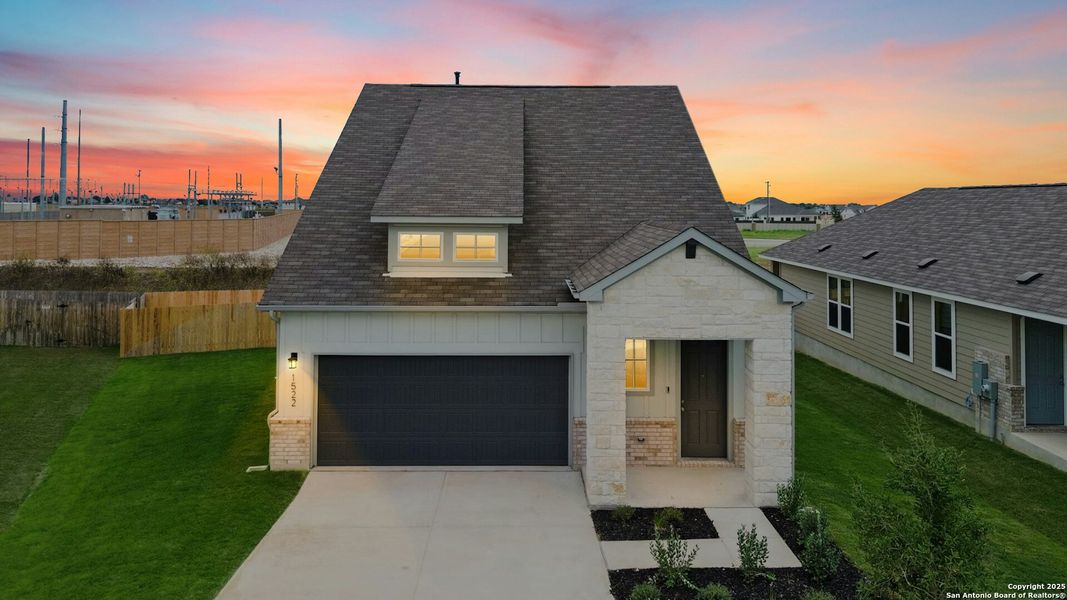 Front exterior of a new home in Willowbrook, New Braunfels, TX, highlighting curb appeal (Image 17).