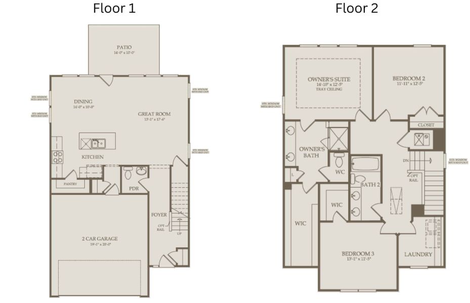 2D floor plan layout of this home in Exchange at 401, Raleigh, NC (Image 4).