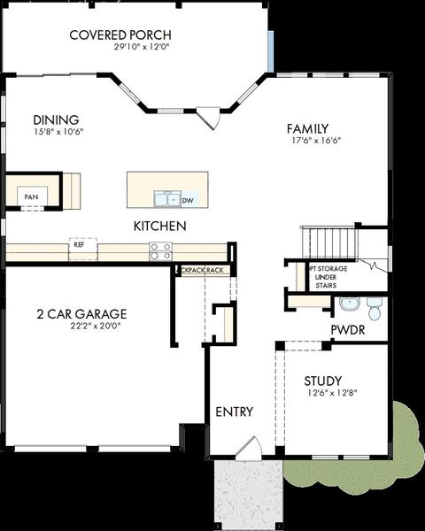 2D floor plan layout of this home in Nexton - Midtown - The Village Collection, Summerville, SC (Image 2).