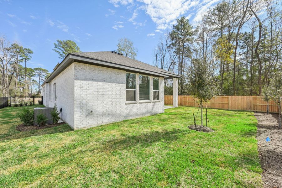 Exterior details and patio area of a home in The Woodlands Hills, Willis (Image 26).