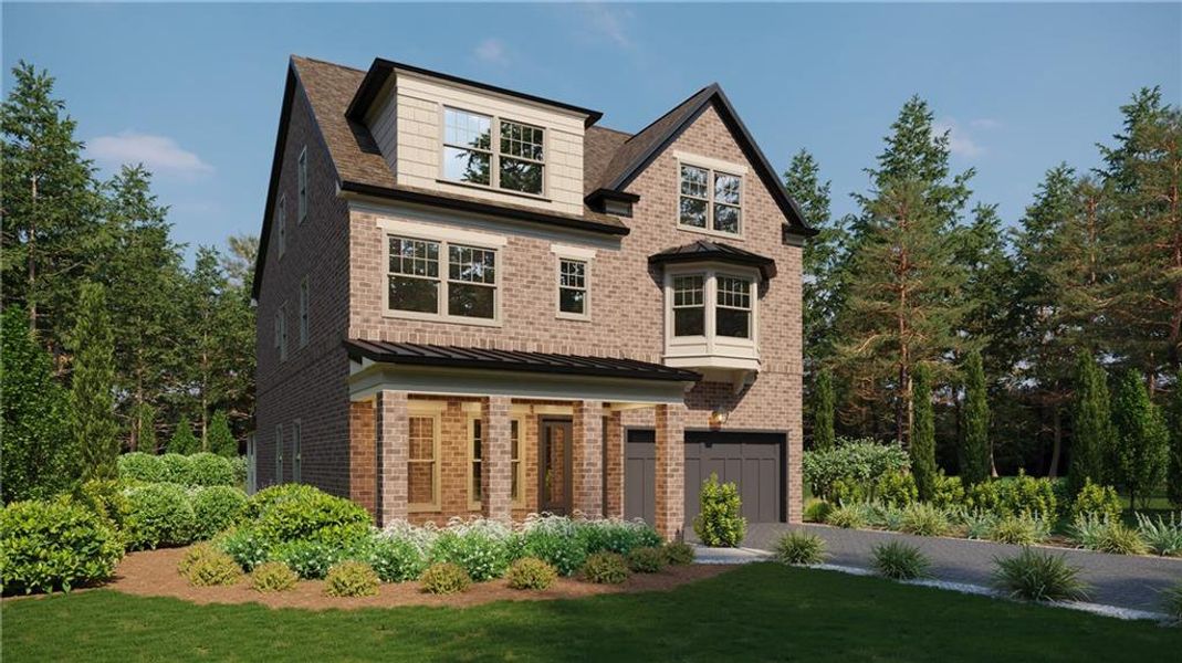 Front exterior of a new home in Laurel View, Suwanee, GA, highlighting curb appeal (Image 28).