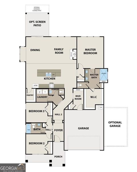 2D floor plan layout of this home in Stone Brooke, Gray, GA (Image 4).