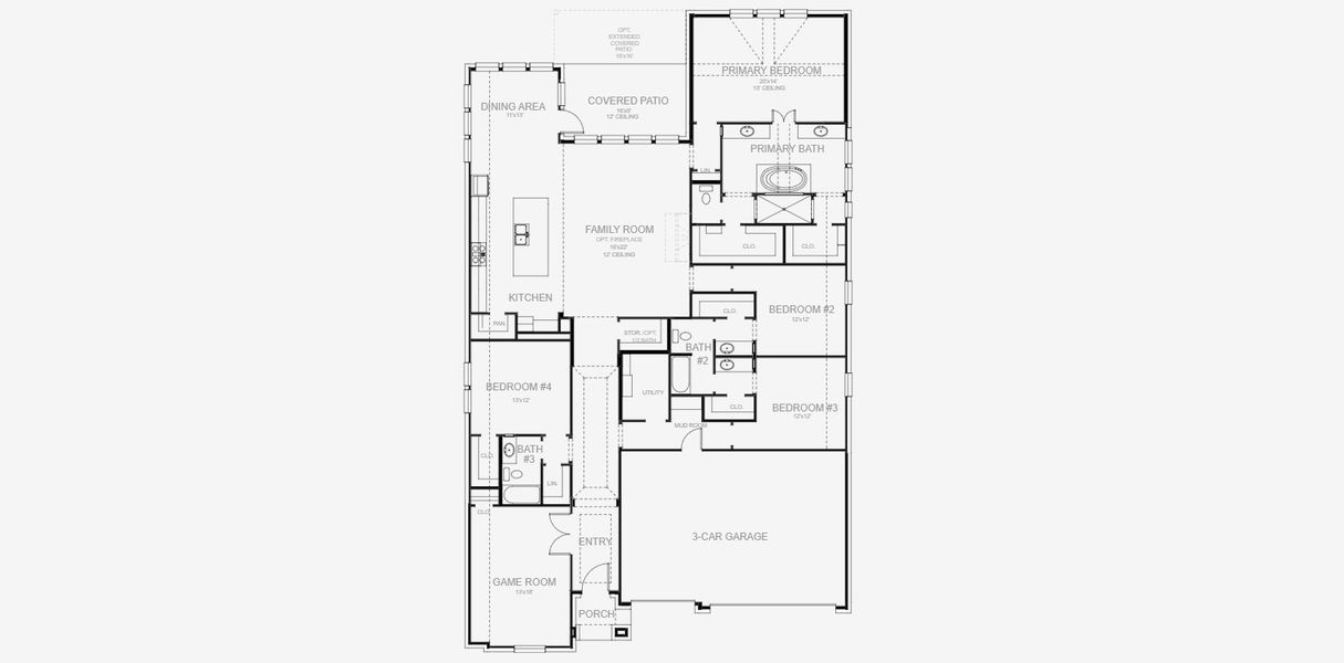 2D floor plan layout for the 2980W by Perry Homes in The Highlands 60', Porter, TX (Image 3). 2D floor plan layout for the 2980W by Perry Homes in The Highlands 60', Porter, TX (Image 3).
