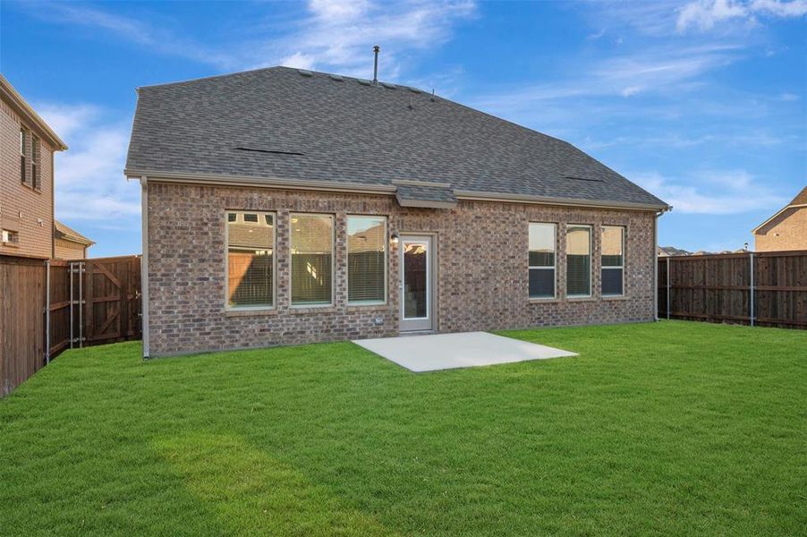 Exterior details and patio area of a home in Lily Creek at Sutton Fields, Aubrey (Image 23).