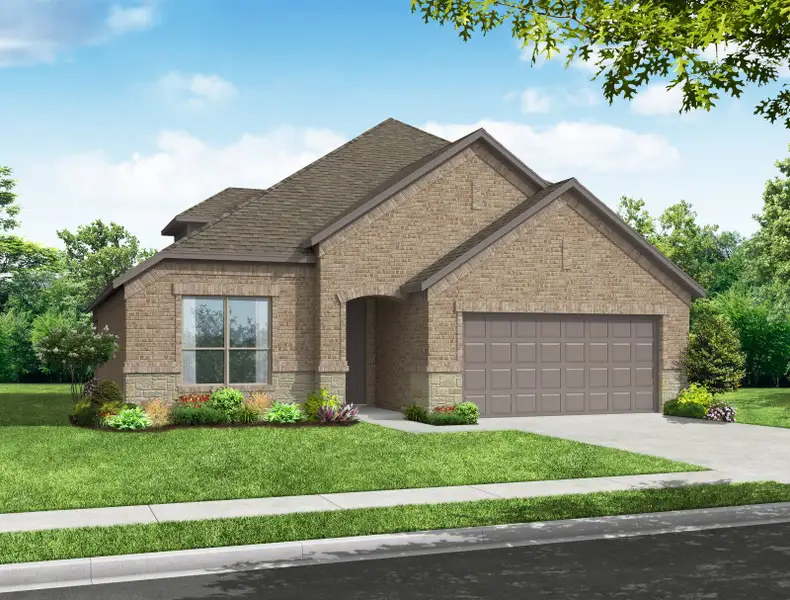 Representative exterior photo of a completed home built from the Newport by Impression Homes in Mercer Meadows, Royse City, TX (Image 7). Representative exterior photo of a completed home built from the Newport by Impression Homes in Mercer Meadows, Royse City, TX (Image 7).