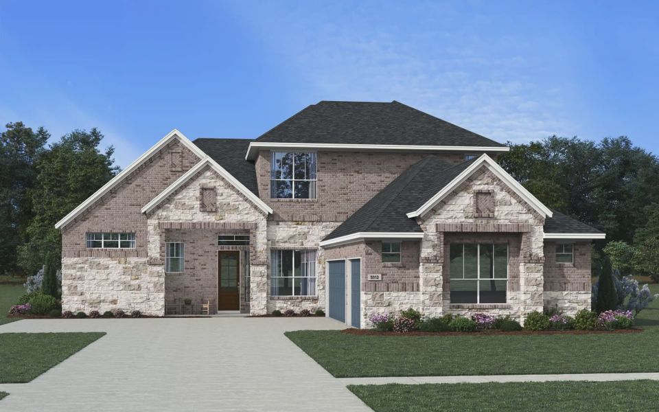 Representative exterior photo of a completed home built from the Stafford by Chesmar Homes in Mesa Western, Cibolo, TX (Image 4).