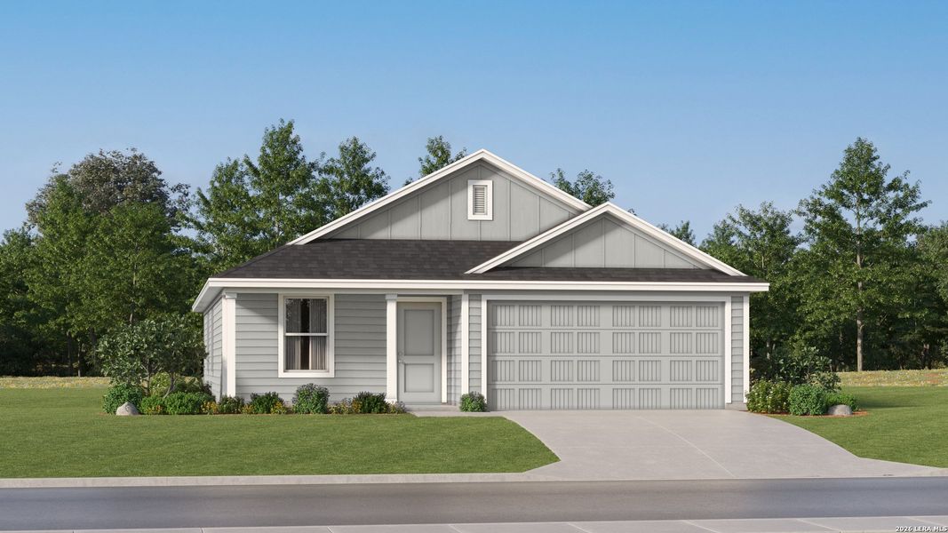 Front exterior of a new home in Tobey Ridge, Jourdanton, TX, highlighting curb appeal (Image 21).