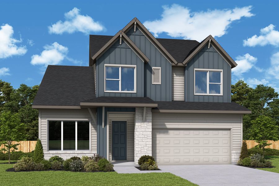 Representative exterior photo of a completed home built from the The Camellia by David Weekley Homes in Headwaters 50' - Executive Series, Dripping Springs, TX (Image 2). Representative exterior photo of a completed home built from the The Camellia by David Weekley Homes in Headwaters 50' - Executive Series, Dripping Springs, TX (Image 2).