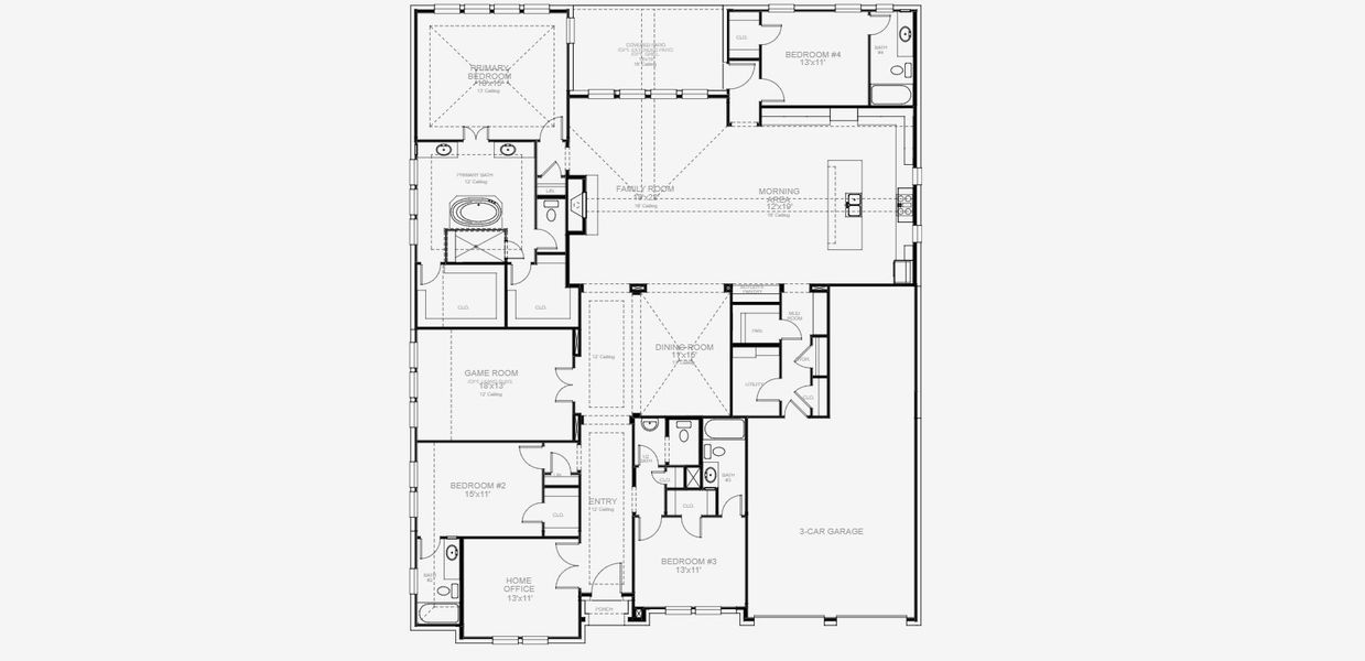 2D floor plan layout for the 3525W by Perry Homes in Jubilee 80', Hockley, TX (Image 5). 2D floor plan layout for the 3525W by Perry Homes in Jubilee 80', Hockley, TX (Image 5).