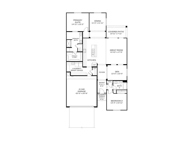 2D floor plan layout for the The Inspiration by Davidson Homes LLC in North Ridge at Pronghorn Ranch, Prescott Valley, AZ (Image 3).
