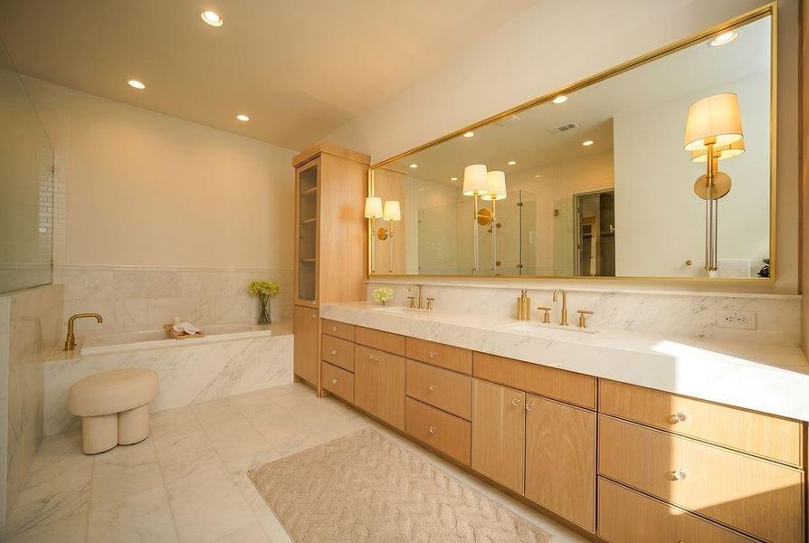Upstairs primary dual vanity Upstairs primary dual vanity