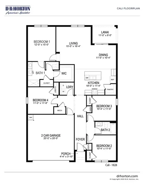 2D floor plan layout of this home in Cypress Bay West, Palm Bay, FL (Image 4).