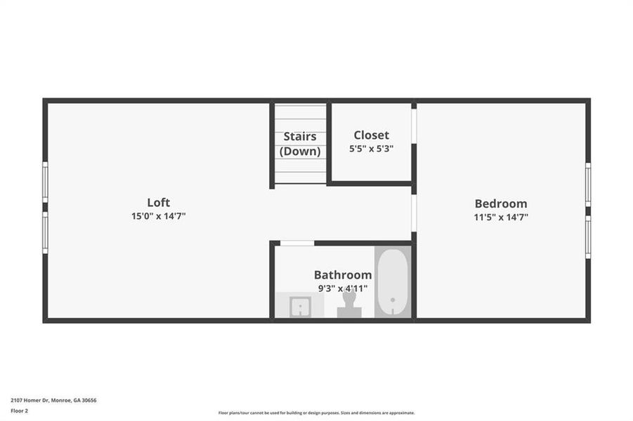 2D floor plan layout of this home in River Pointe, Monroe, GA (Image 5).