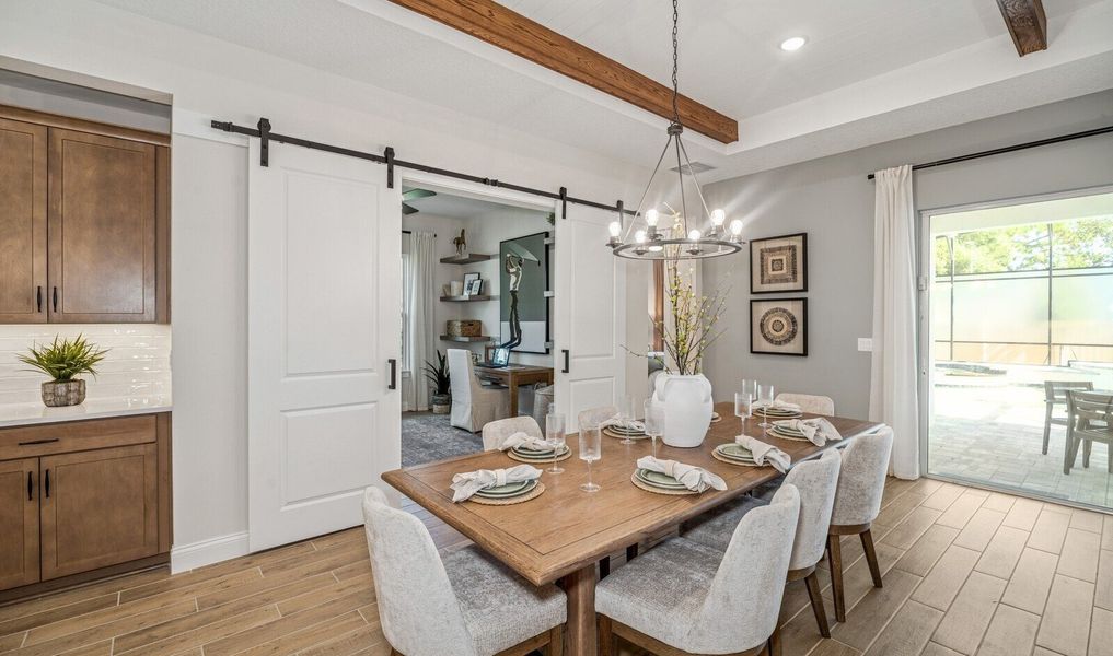 Dining area with access to covered patio
