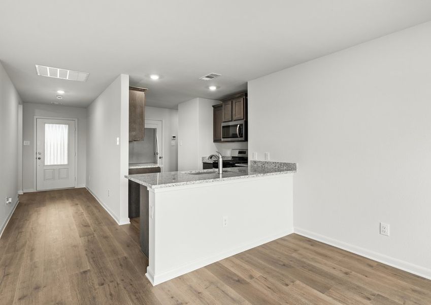The kitchen of the Rio Grande has beautiful wood cabinetry.