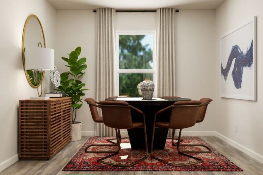 A room with a table and chairs. A room with a table and chairs.