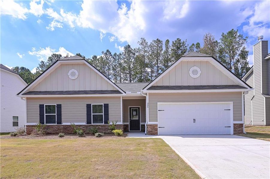 Front exterior of a new home in , Villa Rica, GA, highlighting curb appeal (Image 1). Front exterior of a new home in , Villa Rica, GA, highlighting curb appeal (Image 1).