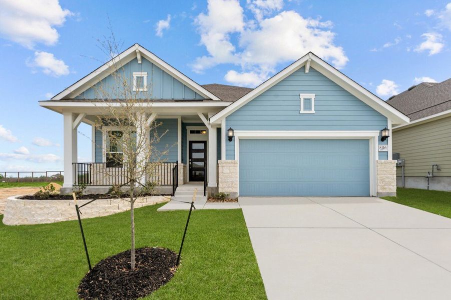 Representative exterior photo of a completed home built from the The Kepley by David Weekley Homes in The Crossvine 55’, Schertz, TX (Image 1).