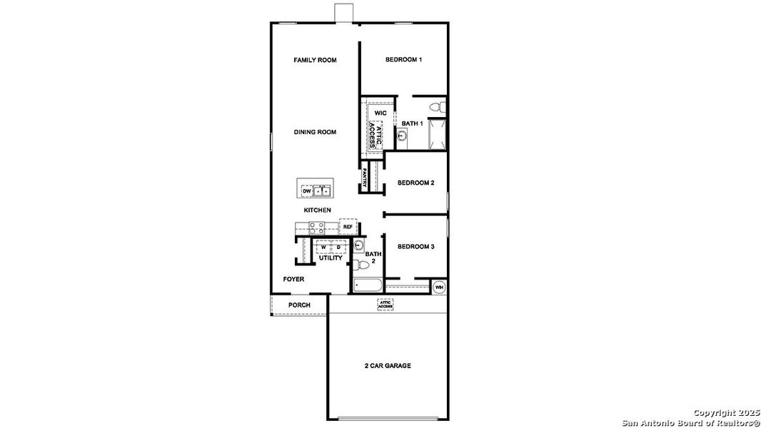 2D floor plan layout of this home in Redbird Ranch, San Antonio, TX (Image 2).