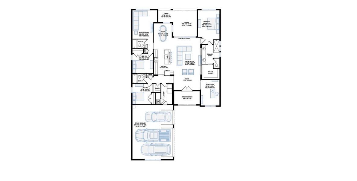 2D floor plan layout for the Cove by Cardel Homes in SeaFlower, Bradenton, FL (Image 5).