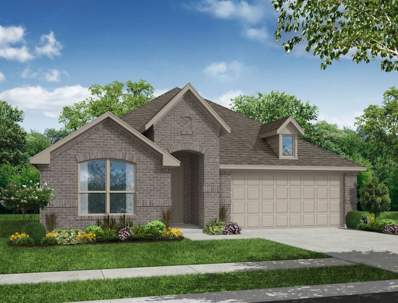 Representative exterior photo of a completed home built from the Canterbury by Impression Homes in Mercer Meadows, Royse City, TX (Image 1). Representative exterior photo of a completed home built from the Canterbury by Impression Homes in Mercer Meadows, Royse City, TX (Image 1).