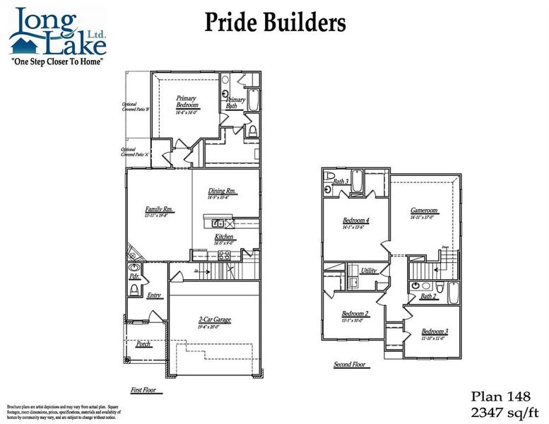 Plan 148 features 4 bedrooms, 3 full baths, 1 half bath and over 2,300 square feet of living space.