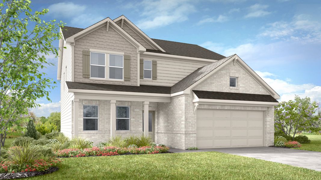 Representative exterior photo of a completed home built from the Liberty by Taylor Morrison in Weatherfield, Buford, GA (Image 8). Representative exterior photo of a completed home built from the Liberty by Taylor Morrison in Weatherfield, Buford, GA (Image 8).