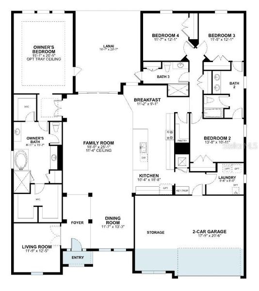 2D floor plan layout of this home in Willow Run, Apopka, FL (Image 6).