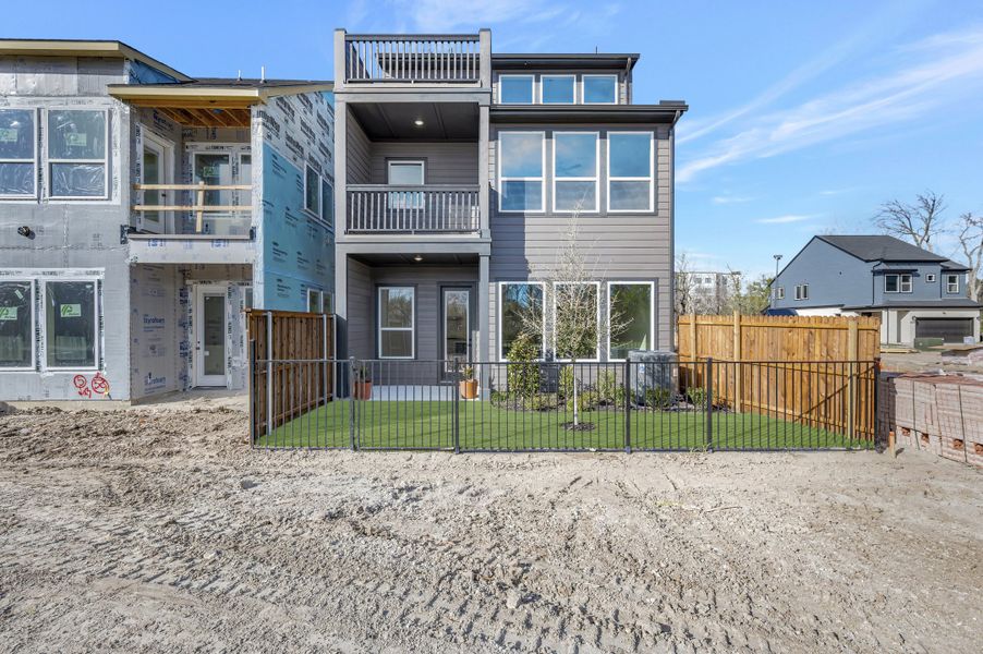 Exterior details and patio area of a home in Trails at Waterside - Garden Series, Fort Worth (Image 4).