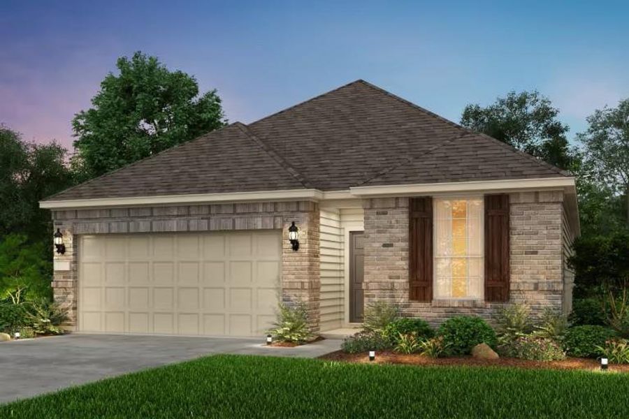 Front exterior of a new home in Mavera, Conroe, TX, highlighting curb appeal (Image 1). Front exterior of a new home in Mavera, Conroe, TX, highlighting curb appeal (Image 1).