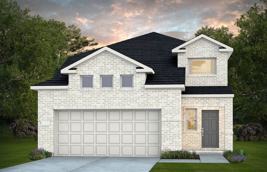 Representative exterior photo of a completed home built from the Fentress by Centex in Pinara Pines, Conroe, TX (Image 2). Representative exterior photo of a completed home built from the Fentress by Centex in Pinara Pines, Conroe, TX (Image 2).