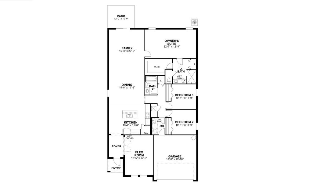 2D floor plan layout for the Elmhurst by M/I Homes in Fox Branch, Lakeland, FL (Image 3). 2D floor plan layout for the Elmhurst by M/I Homes in Fox Branch, Lakeland, FL (Image 3).