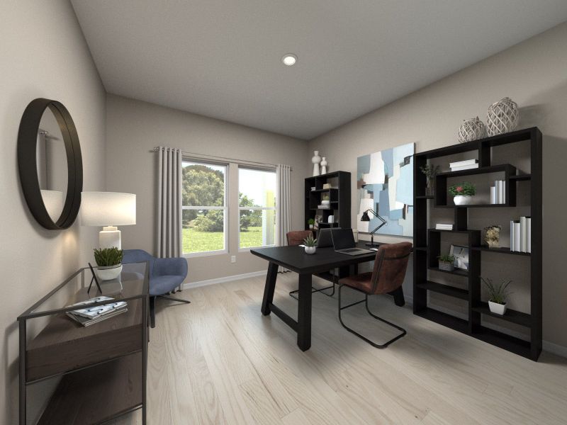 A designated flex space is a perfect home office or hobby area. A designated flex space is a perfect home office or hobby area.