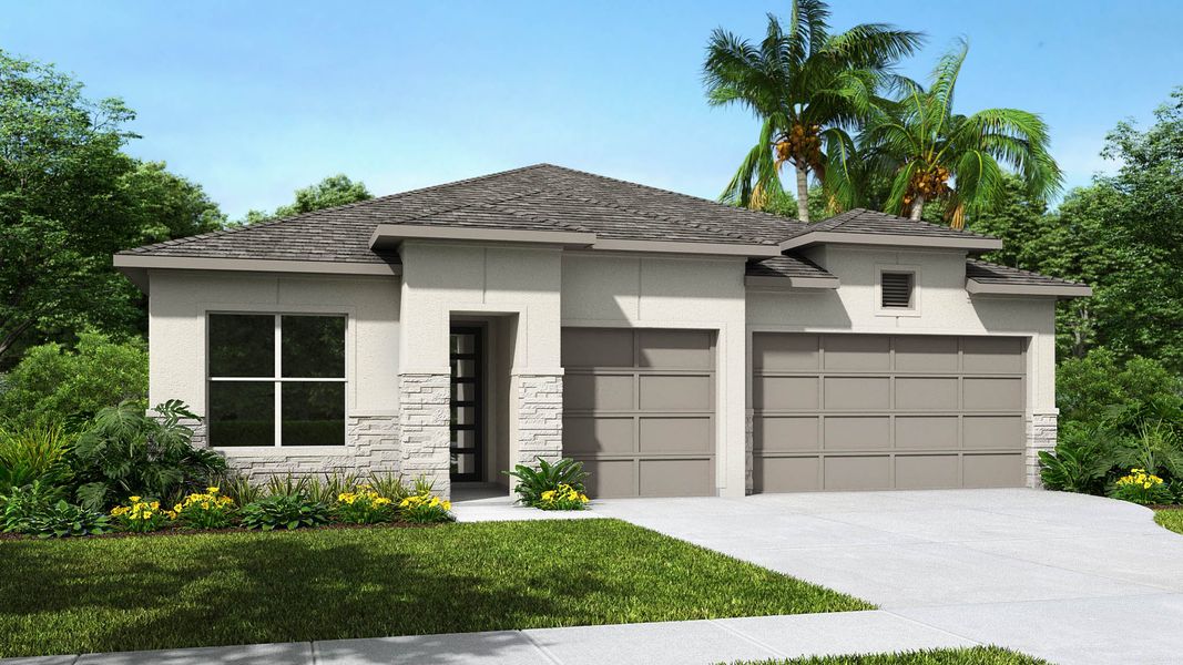 Representative exterior photo of a completed home built from the 2778F by Perry Homes in Mandarin Grove, Palmetto, FL (Image 4).