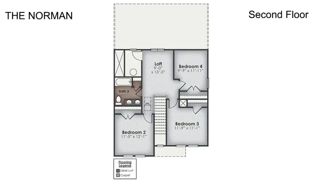 2D floor plan layout of this home in The Cove at Indigo Preserve Townhomes, Leland, NC (Image 5). 2D floor plan layout of this home in The Cove at Indigo Preserve Townhomes, Leland, NC (Image 5).