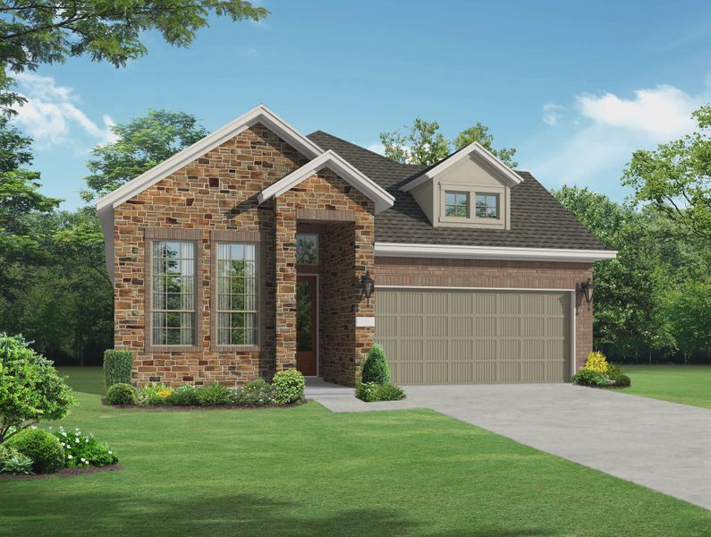 Representative exterior photo of a completed home built from the Oakley by Chesmar Homes in Brookewater 45's, Rosenberg, TX (Image 14).
