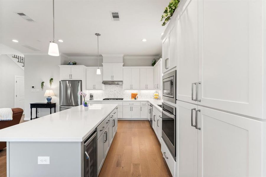 An abundance of cabinet storage and counter space will be a treat for any discerning chef.