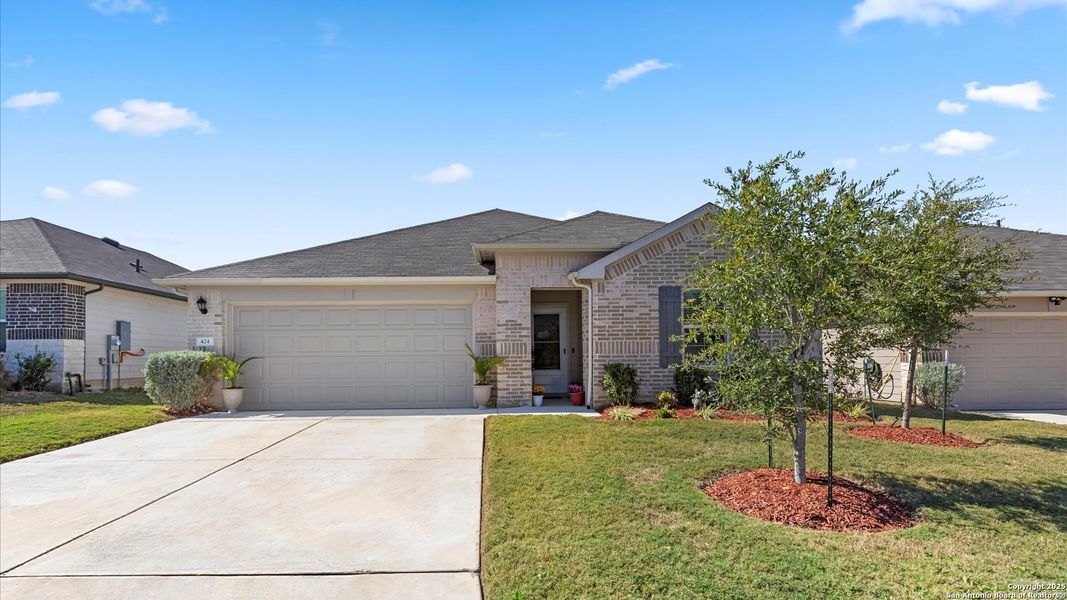 Front exterior of a new home in Arroyo Ranch, Seguin, TX, highlighting curb appeal (Image 2).