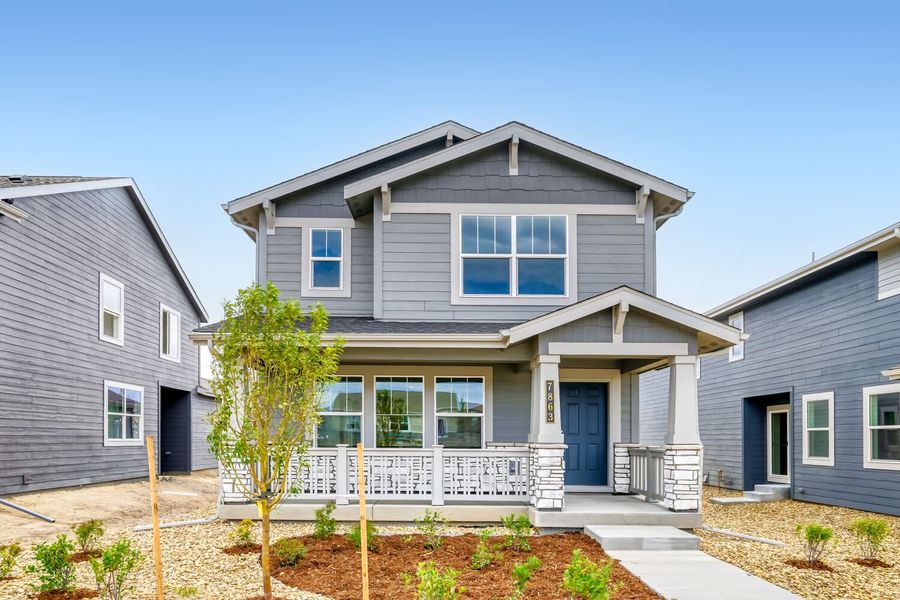 Front exterior of a new home in Percheron, Colorado Springs, CO, highlighting curb appeal (Image 1). Front exterior of a new home in Percheron, Colorado Springs, CO, highlighting curb appeal (Image 1).