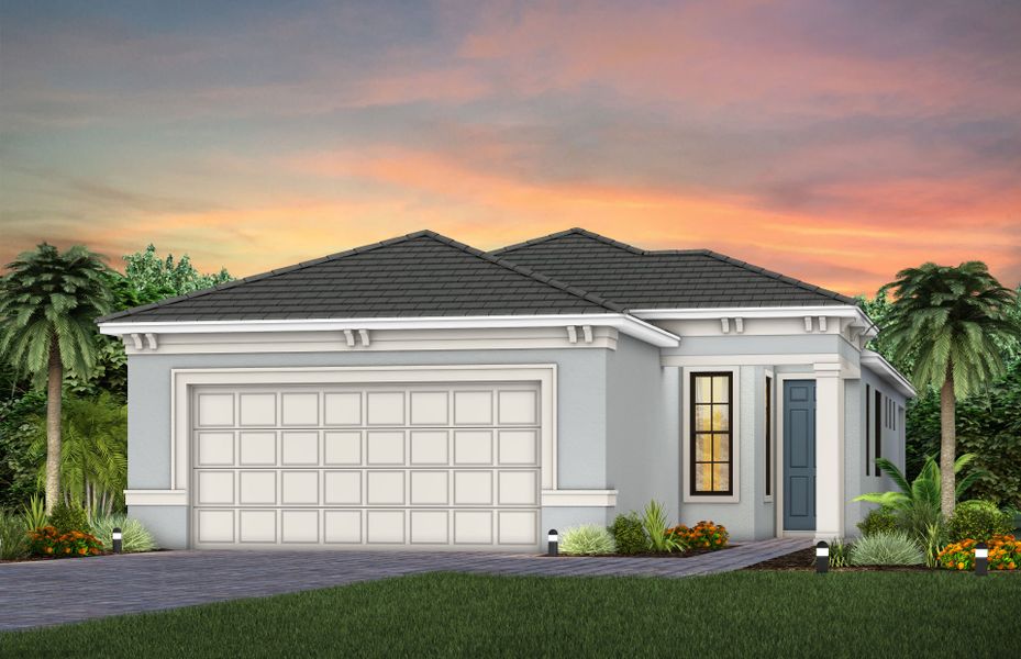 Representative exterior photo of a completed home built from the Flagstone by Del Webb in Del Webb Catalina, Lakewood Ranch, FL (Image 15). Representative exterior photo of a completed home built from the Flagstone by Del Webb in Del Webb Catalina, Lakewood Ranch, FL (Image 15).