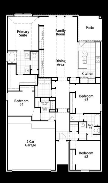 2D floor plan layout of this home in Heritage Ranch: 50ft. lots, Sherman, TX (Image 4). 2D floor plan layout of this home in Heritage Ranch: 50ft. lots, Sherman, TX (Image 4).