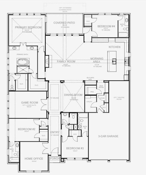2D floor plan layout for the 3566W by Perry Homes in Sonoma Verde 70', Rockwall, TX (Image 3).