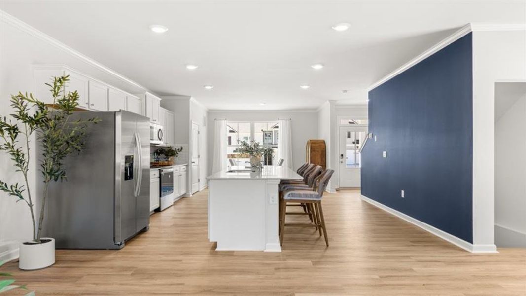 Furnished interior view inside a new home in Waypoint, Flowery Branch (Image 13). Furnished interior view inside a new home in Waypoint, Flowery Branch (Image 13).