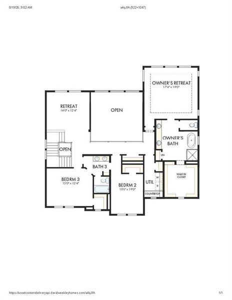 2D floor plan layout of this home in Havencroft, Woodstock, GA (Image 3).