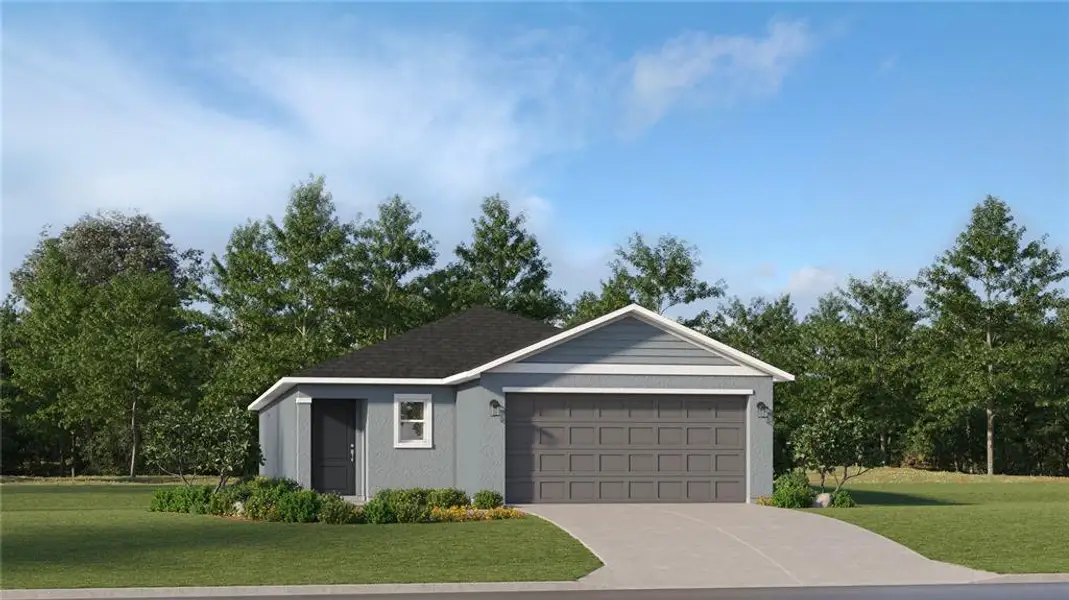 Front exterior of a new home in Marion Ranch, Ocala, FL, highlighting curb appeal (Image 1). Front exterior of a new home in Marion Ranch, Ocala, FL, highlighting curb appeal (Image 1).