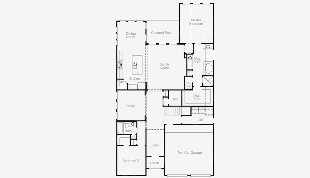 2D floor plan layout for the Mineola by Coventry Homes in Hillside Village 50', Celina, TX (Image 4).