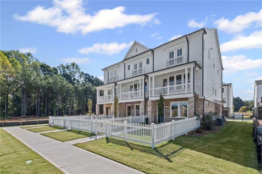 Exterior details and patio area of a home in The Village at River Green, Canton (Image 2). Exterior details and patio area of a home in The Village at River Green, Canton (Image 2).